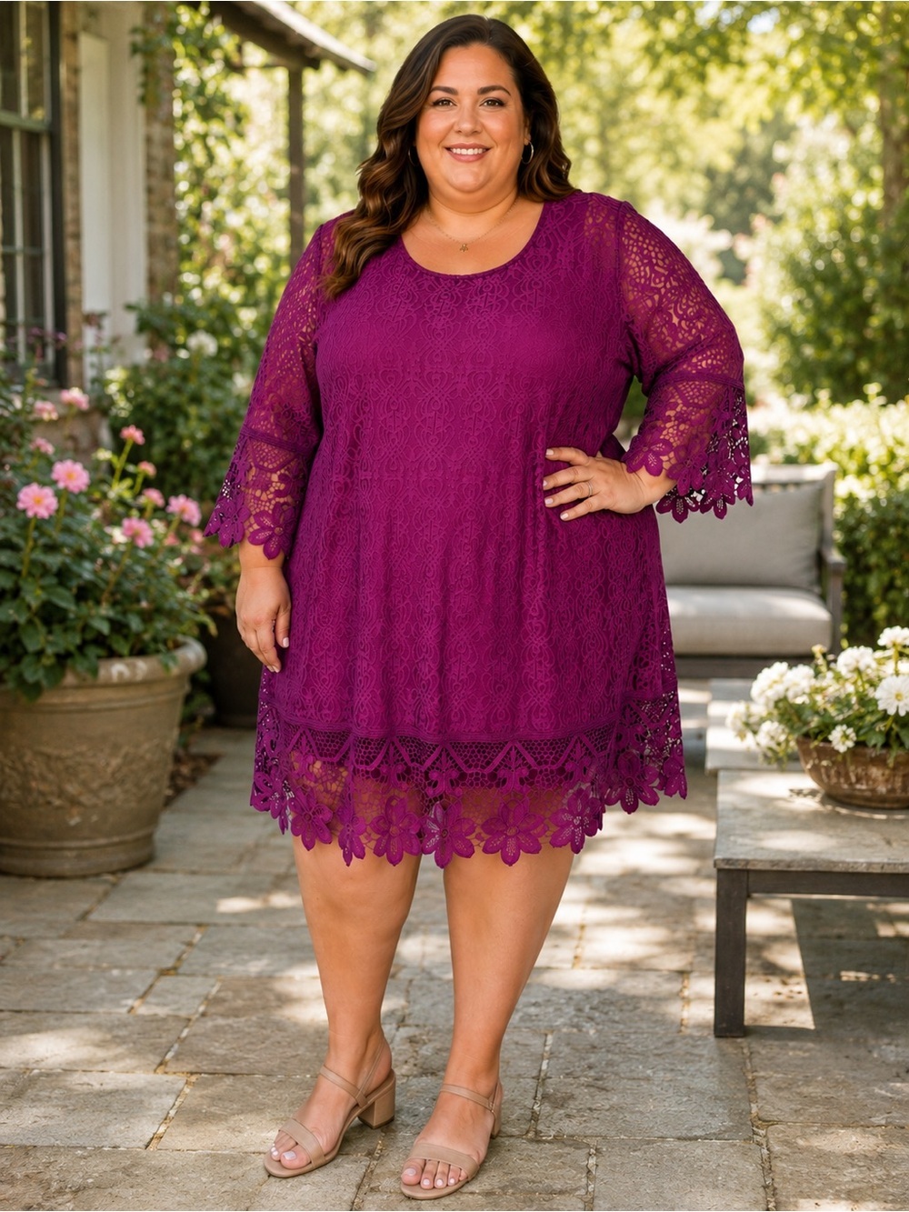 Avenue Plum Lace Midi Dress